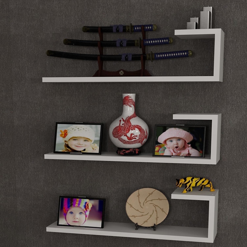 SET 3x Wall shelf EMILY 18x60 cm white