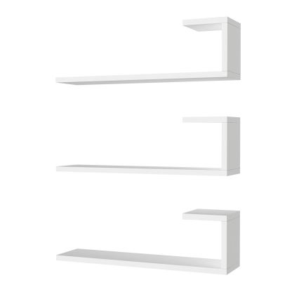 SET 3x Wall shelf EMILY 18x60 cm white