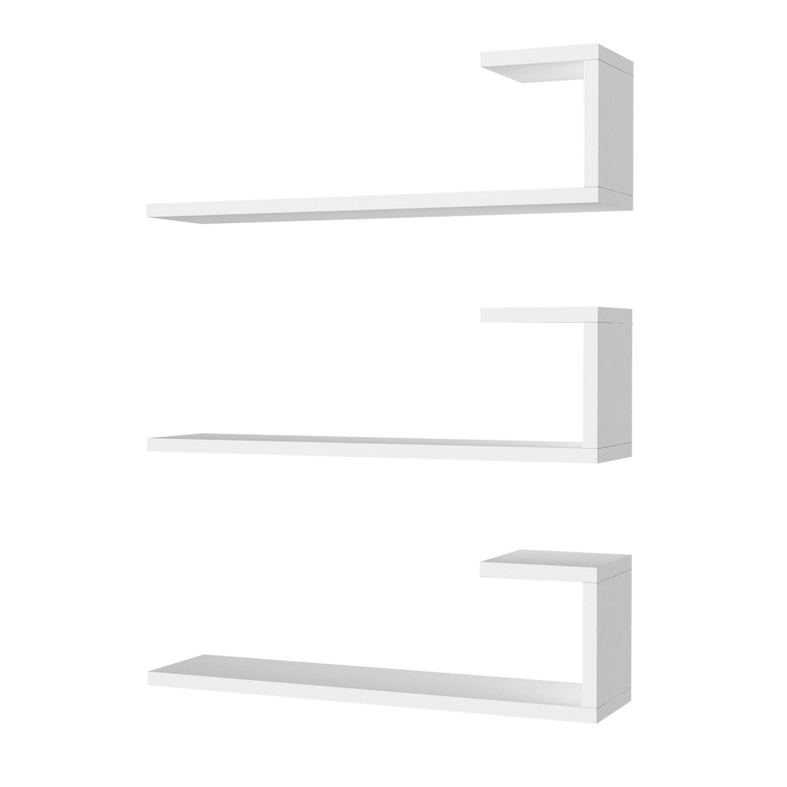 SET 3x Wall shelf EMILY 18x60 cm white