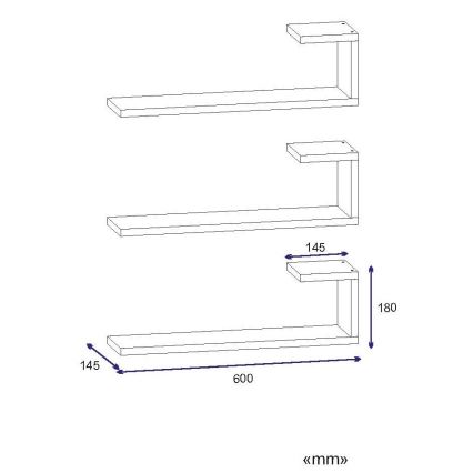SET 3x Wall shelf EMILY 18x60 cm white