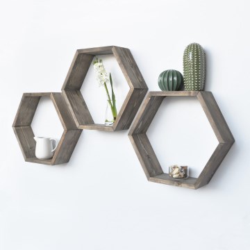 SET 3x Wall shelf spruce brown