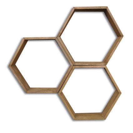 SET 3x Wall shelf spruce brown