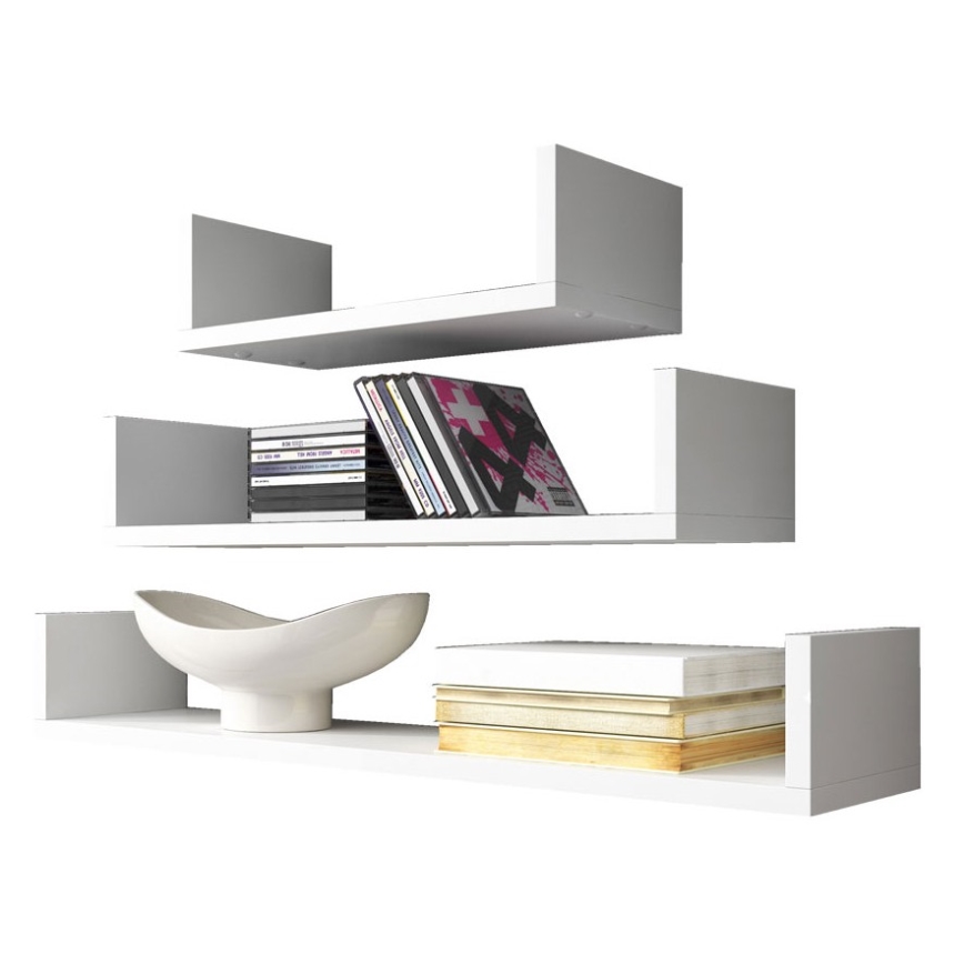 SET 3x Wall shelf TRIO white