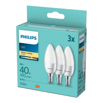 SET 3xLED Bulb Philips B35 E14/5W/230V 2700K