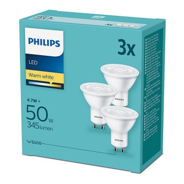 Set 3xLED Bulb Philips GU10/4,7W/230V 2700K