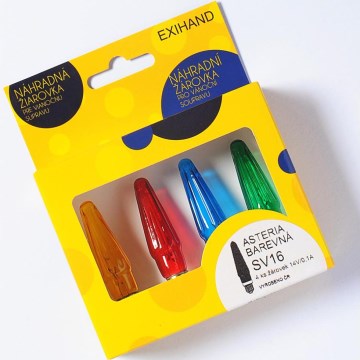 SET 4 x Replacement bulb ASTERIA E10/14V/0,1A colourful mix, Made in Europe