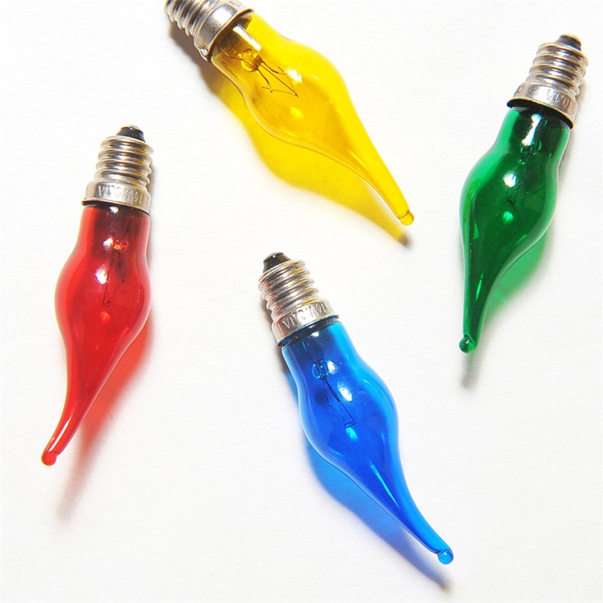 SET 4 x Replacement bulb GLORIA E10/14V/0,1A colorful, Made in Europe