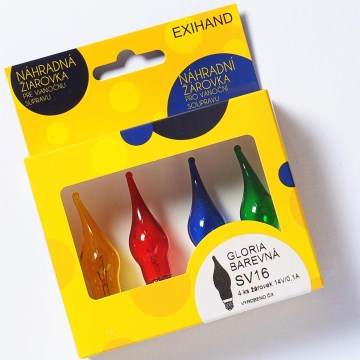 SET 4 x Replacement bulb GLORIA E10/14V/0,1A colorful, Made in Europe