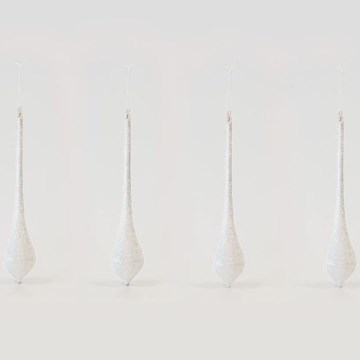 SET 4x Christmas tree ornament 30 cm white