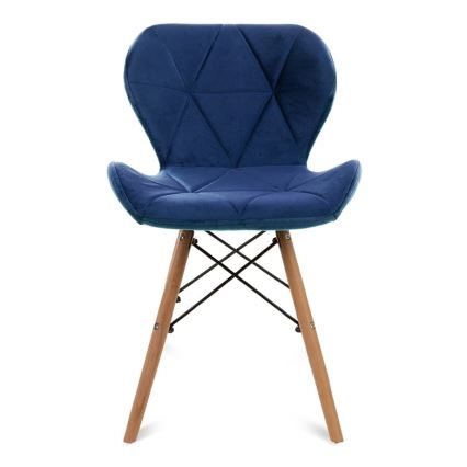 SET 4x Dining chair TRIGO 74x48 cm dark blue/beech