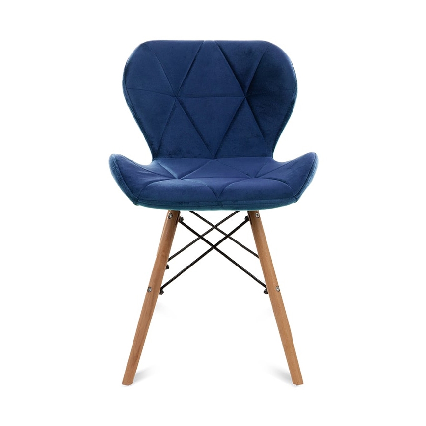 SET 4x Dining chair TRIGO 74x48 cm dark blue/beech