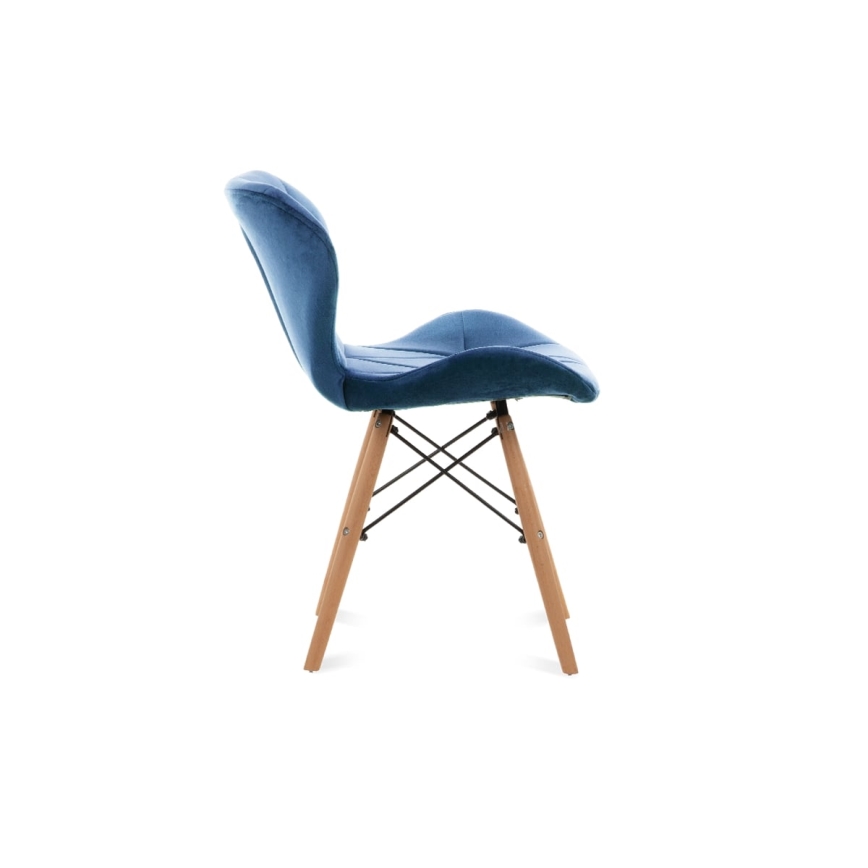 SET 4x Dining chair TRIGO 74x48 cm dark blue/beech