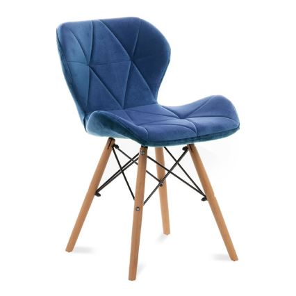 SET 4x Dining chair TRIGO 74x48 cm dark blue/beech