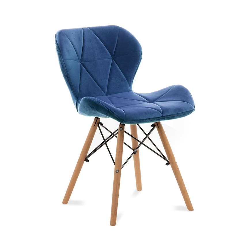 SET 4x Dining chair TRIGO 74x48 cm dark blue/beech