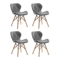 SET 4x Dining chair TRIGO 74x48 cm light grey/beech