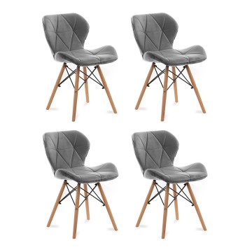 SET 4x Dining chair TRIGO 74x48 cm light grey/beech