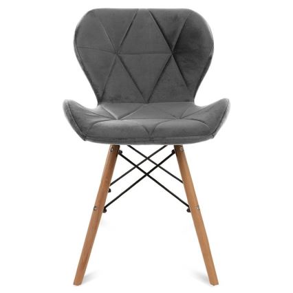 SET 4x Dining chair TRIGO 74x48 cm light grey/beech