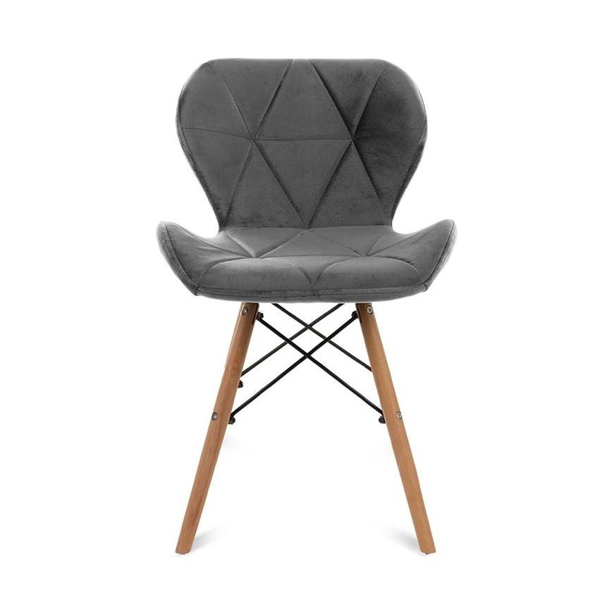 SET 4x Dining chair TRIGO 74x48 cm light grey/beech
