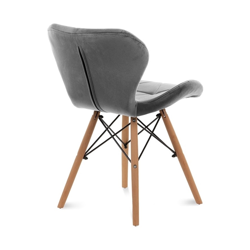 SET 4x Dining chair TRIGO 74x48 cm light grey/beech