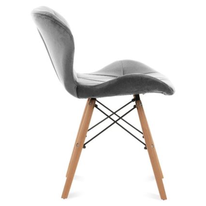 SET 4x Dining chair TRIGO 74x48 cm light grey/beech