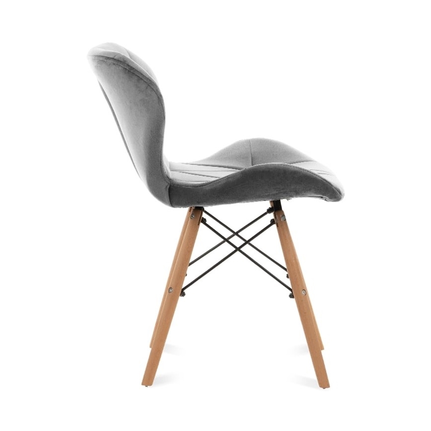 SET 4x Dining chair TRIGO 74x48 cm light grey/beech