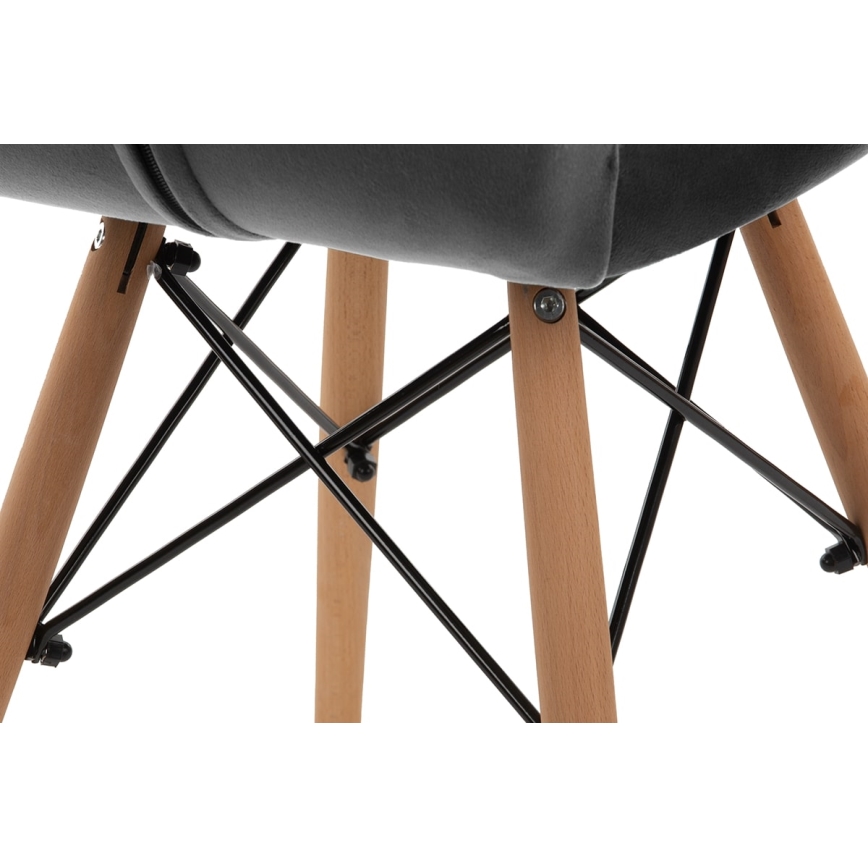 SET 4x Dining chair TRIGO 74x48 cm light grey/beech