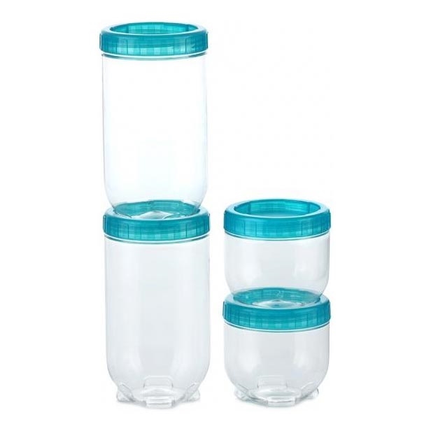 SET 4x Food container INTERLOCK turquoise/clear