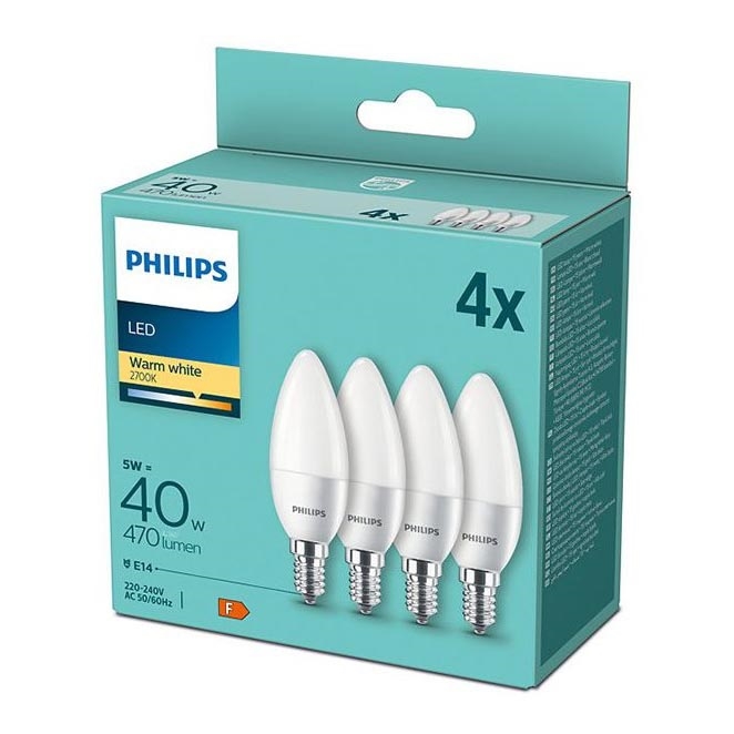SET 4x LED Bulb Philips B35 E14/5W/230V 2700K