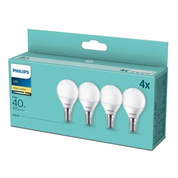 SET 4x LED Bulb Philips P45 E14/5,5W/230V 2700K