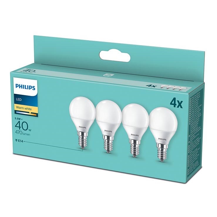 SET 4x LED Bulb Philips P45 E14/5,5W/230V 2700K