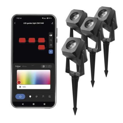 SET 4x LED RGBIC Dimmable outdoor lamp LED/7W/230V 3000-6500K IP65 Wi-Fi Tuya