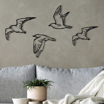 SET 4x Wall decoration birds metal