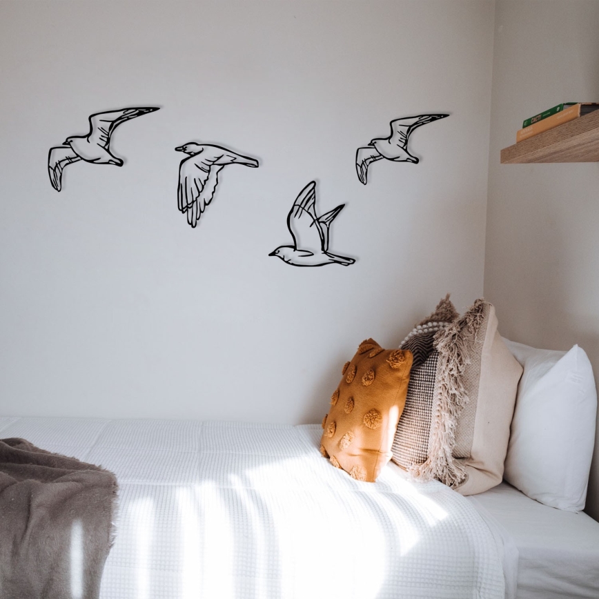 SET 4x Wall decoration birds metal