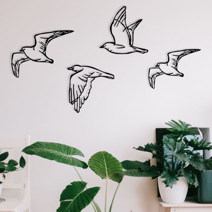 SET 4x Wall decoration birds metal