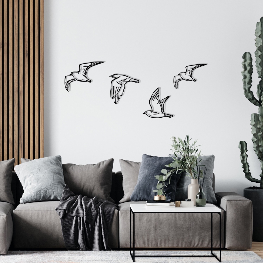 SET 4x Wall decoration birds metal