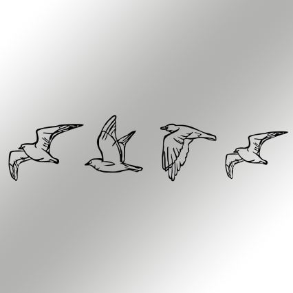 SET 4x Wall decoration birds metal