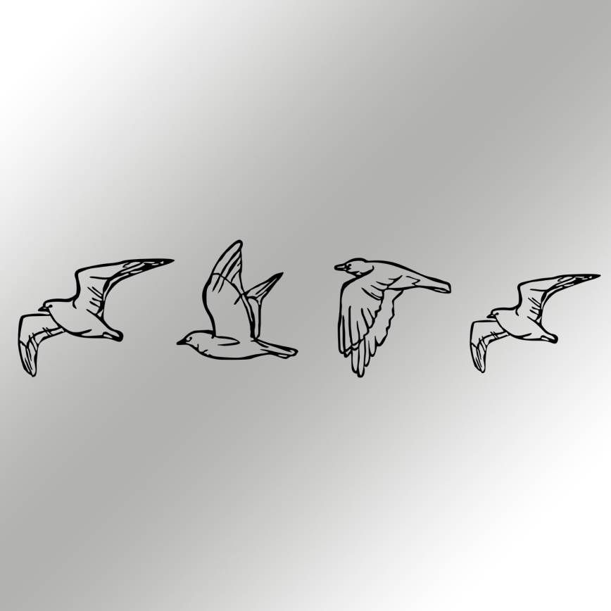 SET 4x Wall decoration birds metal