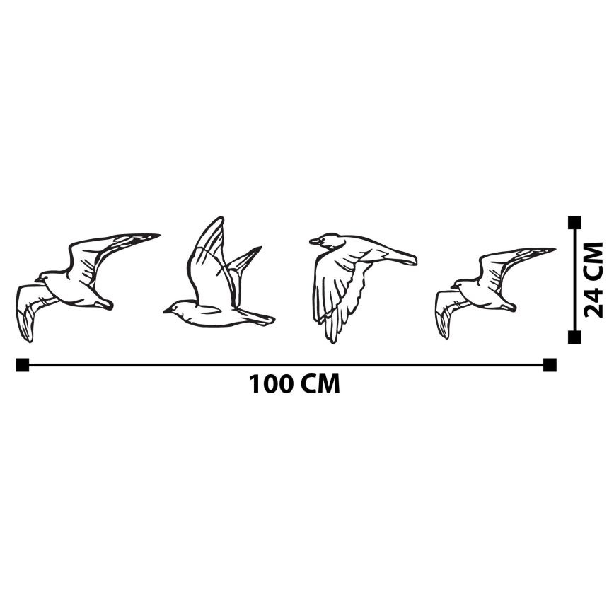 SET 4x Wall decoration birds metal