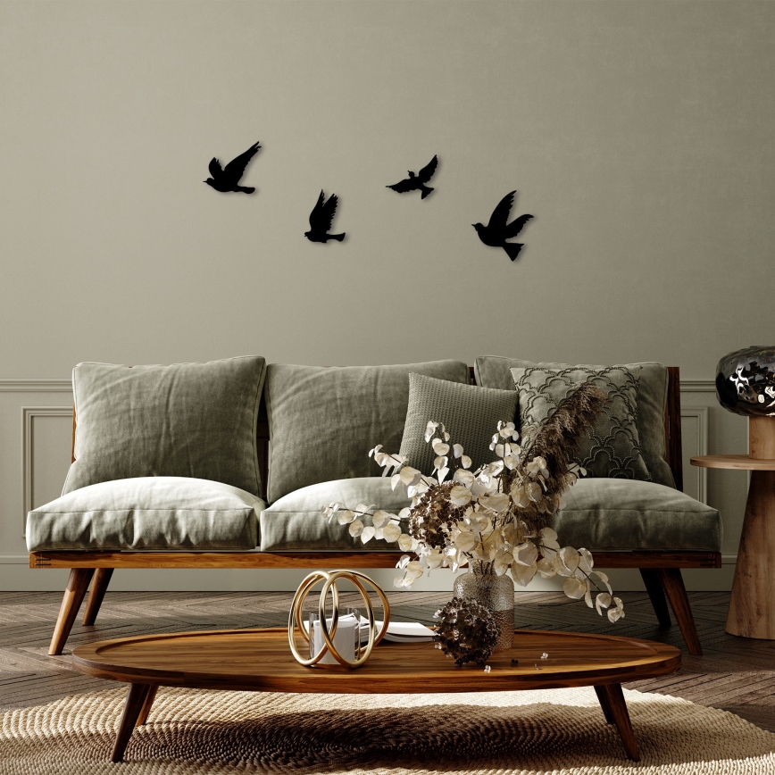 SET 4x Wall decoration birds metal