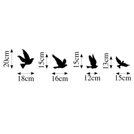 SET 4x Wall decoration birds metal