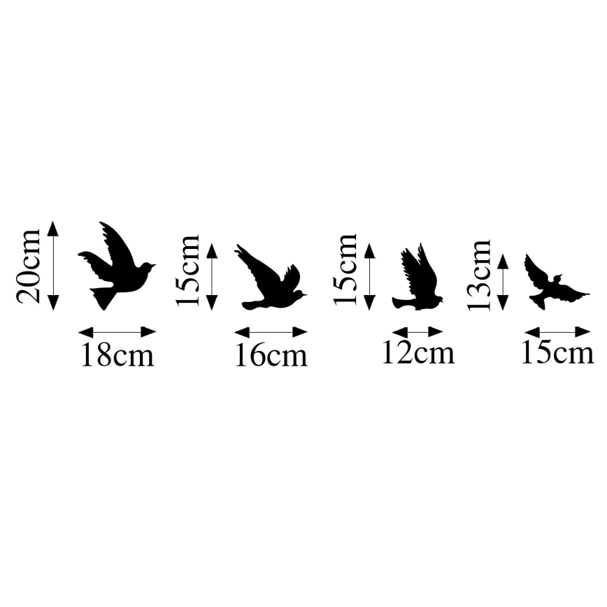 SET 4x Wall decoration birds metal