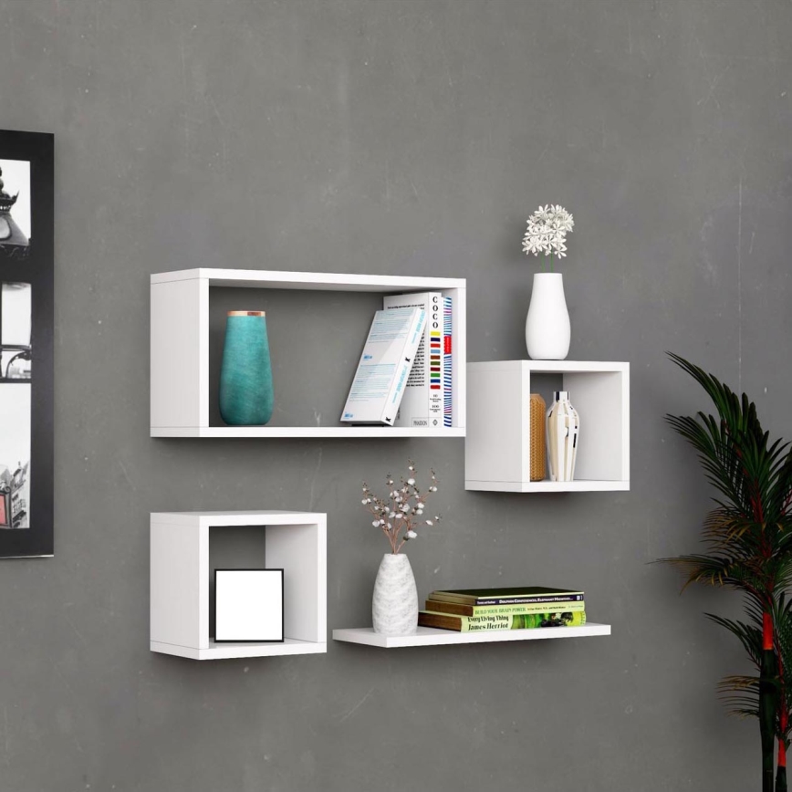SET 4x Wall shelf BABI white