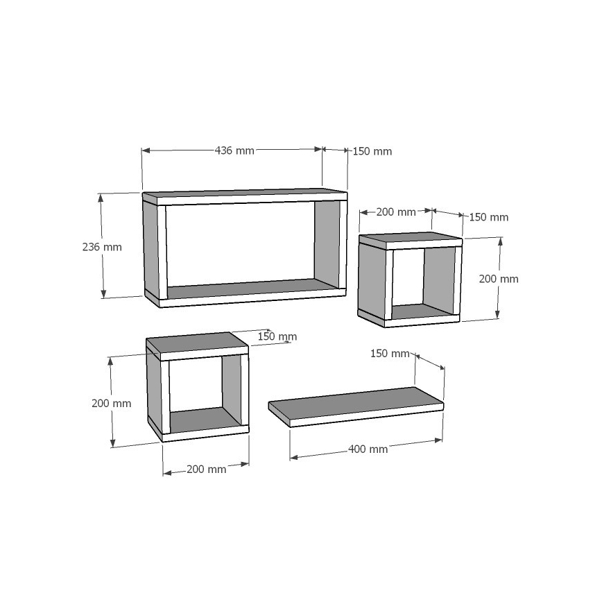 SET 4x Wall shelf BABI white