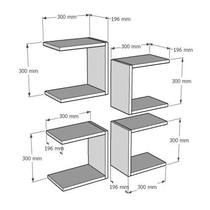 SET 4x Wall shelf BASE 30x30 cm white