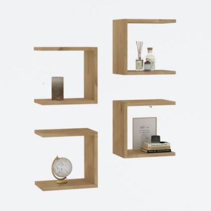 SET 4x Wall shelf BASE brown