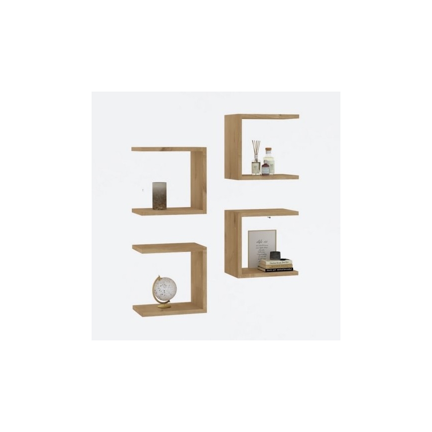 SET 4x Wall shelf BASE brown