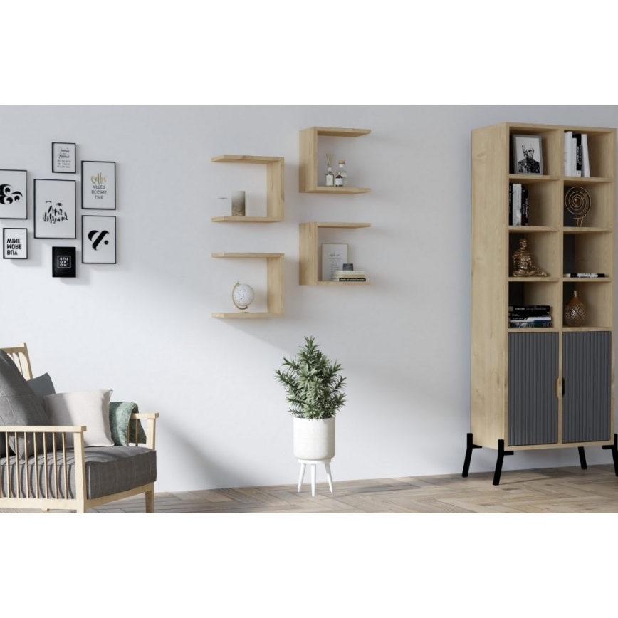 SET 4x Wall shelf BASE brown