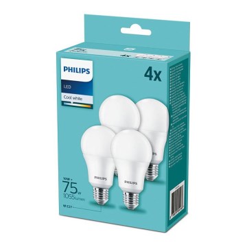 SET 4xLED Bulb Philips A60 E27/10W/230V 4000K