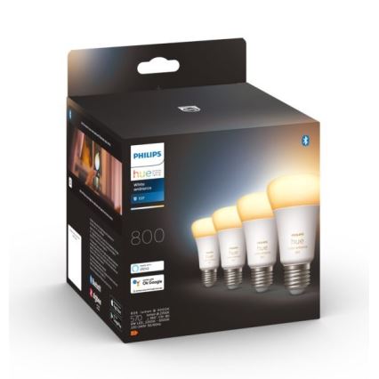 SET 4xLED Dimmable bulb Philips Hue WHITE AMBIANCE E27/6W/230V 2200-6500K