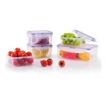SET 5x Food container LOCK blue/clear